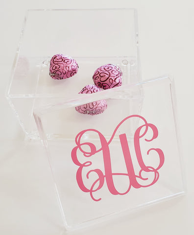 Monogrammed Clear Acrylic Jewelry Box