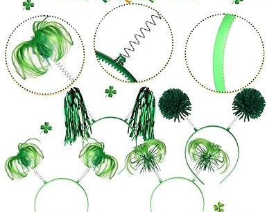 Green and Gold Pom Headbands
