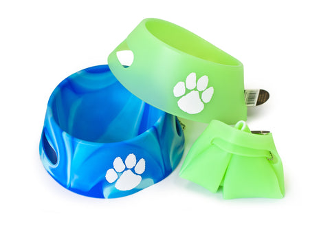 Silipint Foldable Dog Bowl w/ Collegiate Paw Logo